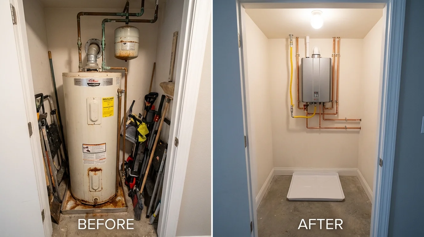 Tank water heater versus wall-mounted tankless unit comparison for Waconia, MN homeowners